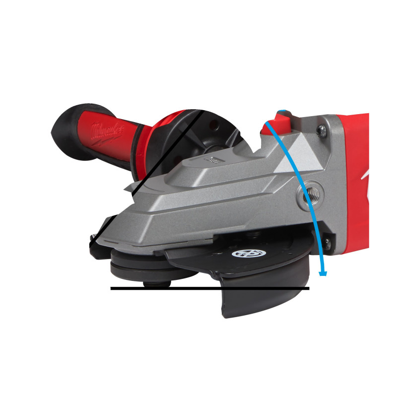 Шліфмашина кутова акумуляторна MILWAUKEE M18FSAGF125XB-0X діметр 125 мм с плоским редуктором (+ захисний кожух, бокова рукоятка,