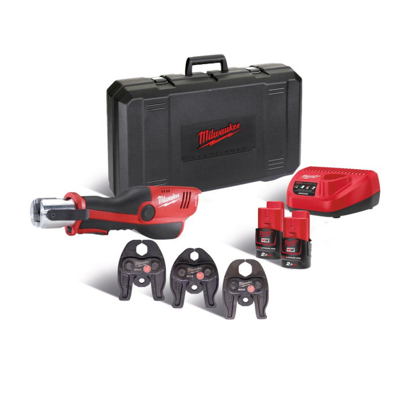 Обжимник гідравлічний акумуляторний для труб MILWAUKEE M12 HPT-202C U-SET (+зар.пр.,2ак.Х2Аг,U-кліщі,кейс)