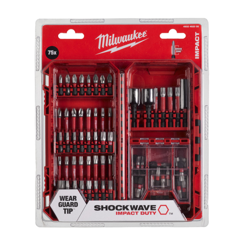 Набір біт Milwaukee SHOCKWAVE (75 предм.) PACKOUT, пластиковий кейс