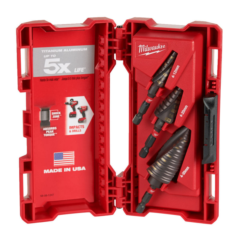 Набір ступінчастих свердл SHOCKWAVE Impact Duty MILWAUKEE, (3шт), пластикова коробка