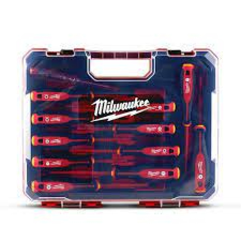 Набір тригранних викруток VDE SL/PH/PZ/T+тестер напруги 12 од., пластиковий кейс MILWAUKEE