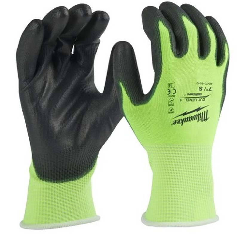 Рукавиці Hi-Vis сигнальні MILWAUKEE, з опором порізам 1/A рівня, розмір 11/XXL