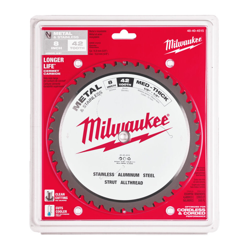 Диск пиляльний по металу MILWAUKEE, діаметр 203х15,8мм, 42 зуб.
