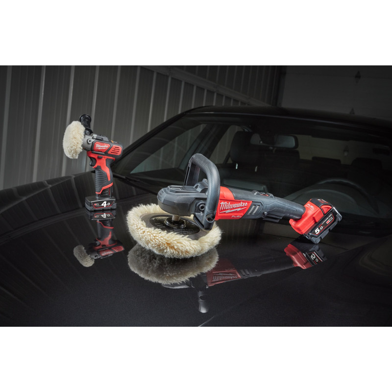 Машина полірувальна кутова акумуляторна MILWAUKEE M18 FAP180-502X, O диска 180мм, (+заряд.пристрій, 2 акум.Х 5Аг, HDкейс)