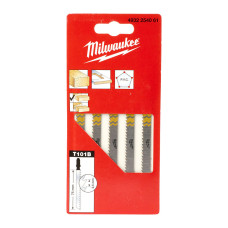 Полотна для лобзика T101B MILWAUKEE, 75мм/ крок зубу 2,5мм, (5шт), (деревина, чистий різ)