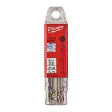 Свердло по металу HSS-G MILWAUKEE DIN1897, Ø2,0х38х10мм, скорочене, (10шт)