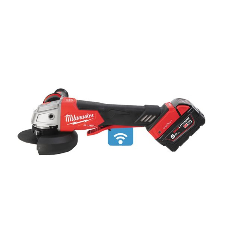 Шліфмашина кутова акумуляторна MILWAUKEE, M18 ONEFSAG125XPDB-502X, Ø125мм (+зар.пр.,2ак.Х 5Аг,HDкейс)