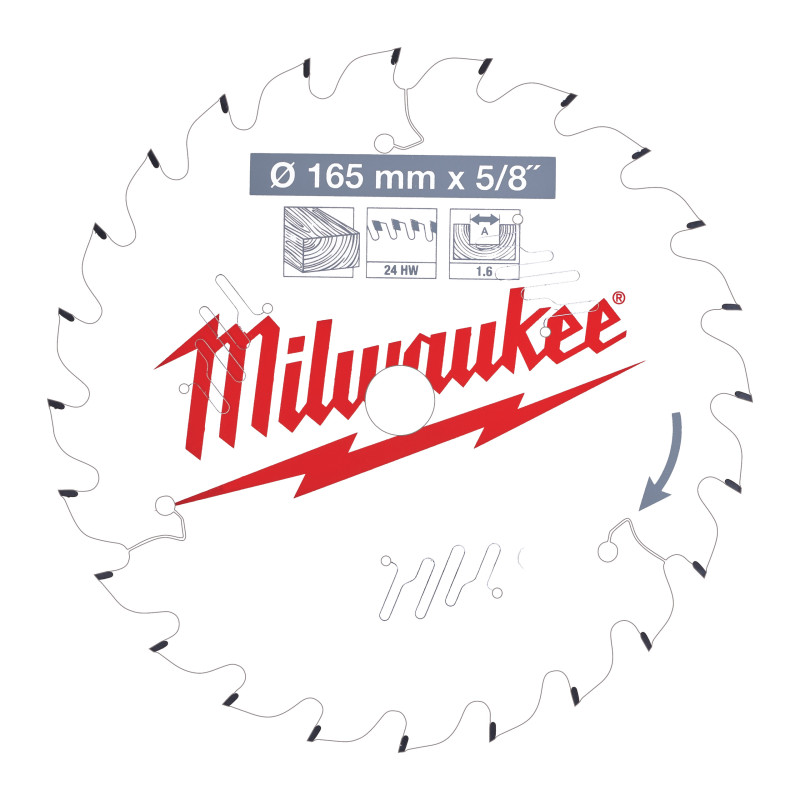 Диск пиляльний по дереву PFTE THIN KERF MILWAUKEE, діаметр 65х5/8"х1,6мм, 24 зуб.