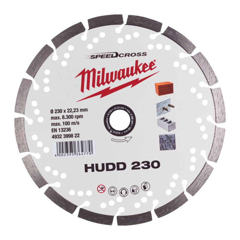Диск алмазний Speedcross MILWAUKEE HUDD 230, діаметр 230мм