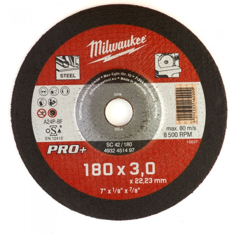 Диск відрізний по металу MILWAUKEE, SCS 42/180х3 PRO+