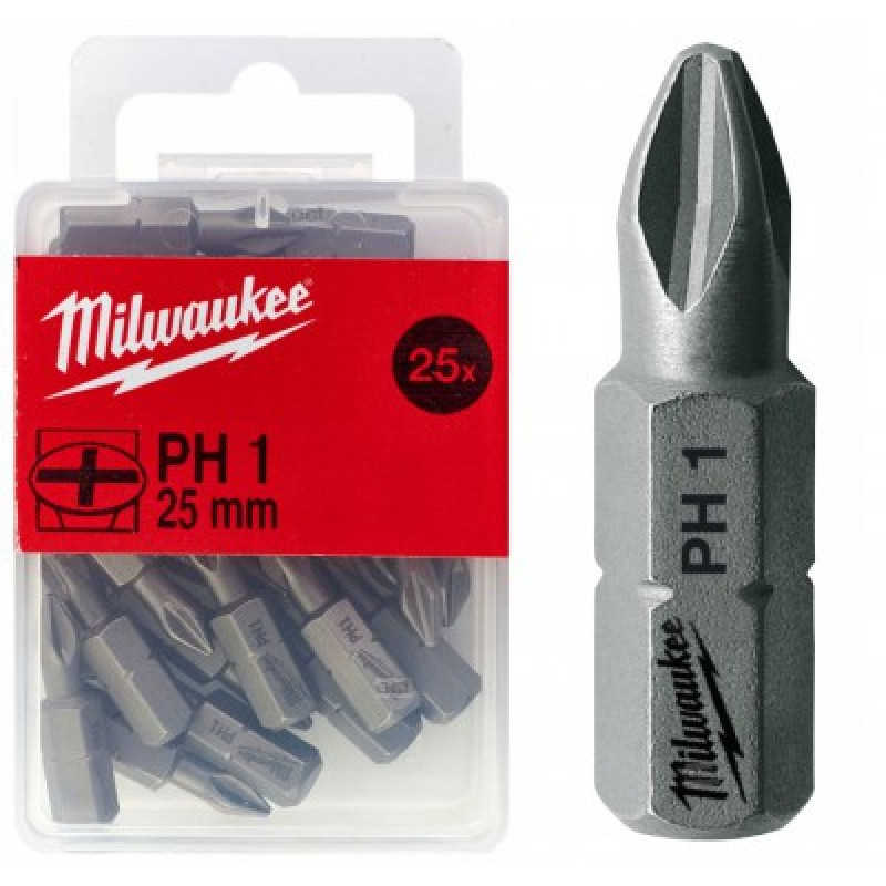 Біта MILWAUKEE, PH3, 25мм, (25шт), пластикова коробка