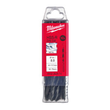 Свердло по металу HSS-R MILWAUKEE DIN338, діаметр8,0мм, (10шт) пластикова коробка