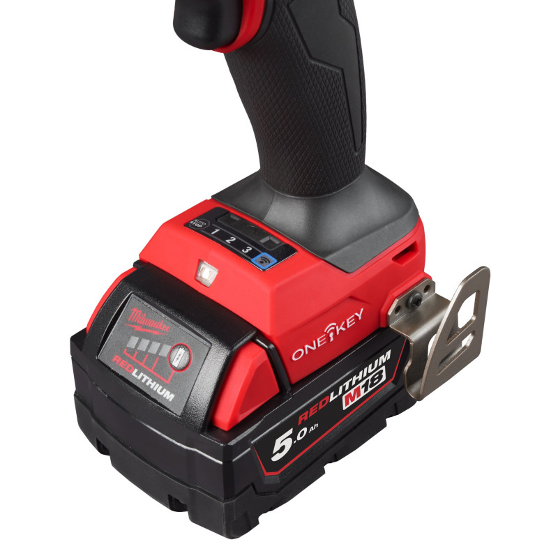 Дриль-шурупокрут акумуляторний з ударом MILWAUKEE, M18 ONEPD3-502X, 158Нм (+ заряд.пристрій, 2 акум., HD кейс)