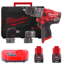 Дриль-шурупокрут з ударом акумуляторний MILWAUKEE, M12 FPDXKIT-202X, 44Нм, (+ заряд.пристрій, 2 акум., знімний патрон, 2 насадки