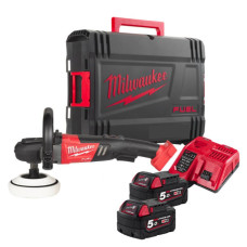 Машина полірувальна кутова акумуляторна MILWAUKEE M18 FAP180-502X, O диска 180мм, (+заряд.пристрій, 2 акум.Х 5Аг, HDкейс)