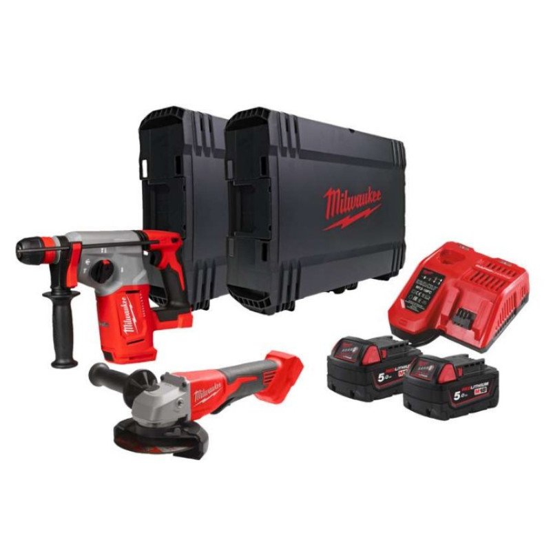 Набір з двох акумуляторних інструментів M18 BLPP2G-502X MILWAUKEE (акумуляторний перфоратор SDS-Plus 26 мм з патроном FIXTEC M18