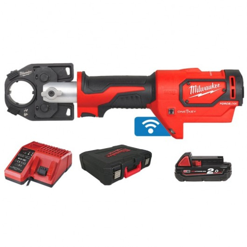 Обжимник гідравлійчний акумуляторний для кабелів MILWAUKEE, M18 HCCT-201CFORCE LOGIC™ 53 кН (+ заряд.пристрій, 1 акум., HD кейс)