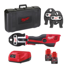 Обжимник гідравлічний акумуляторний для труб MILWAUKEE M12 HPT-202C V-SET2 (+ЗП,2акумХ2Аг,V-кліщі,кейс)