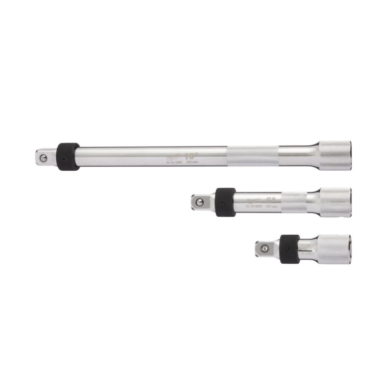 Набір подовжувачів хромованих для головок 1/2'' MILWAUKEE, з фіксатором (3шт)