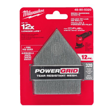 Сітка шліфувальна PG Mesh HL MILWAUKEE, 67х92мм, зерно 320, (12шт+подложка) (для M12 FDSS)