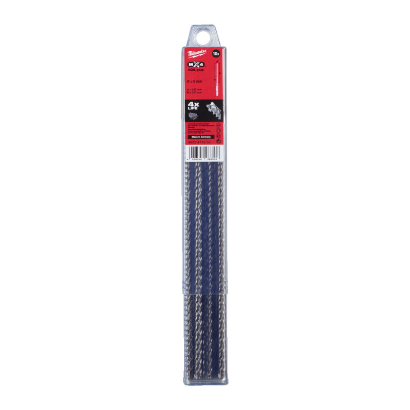 Бур SDS-PLUS MX4 MILWAUKEE, діаметр 6,0х265х200мм, (10шт)