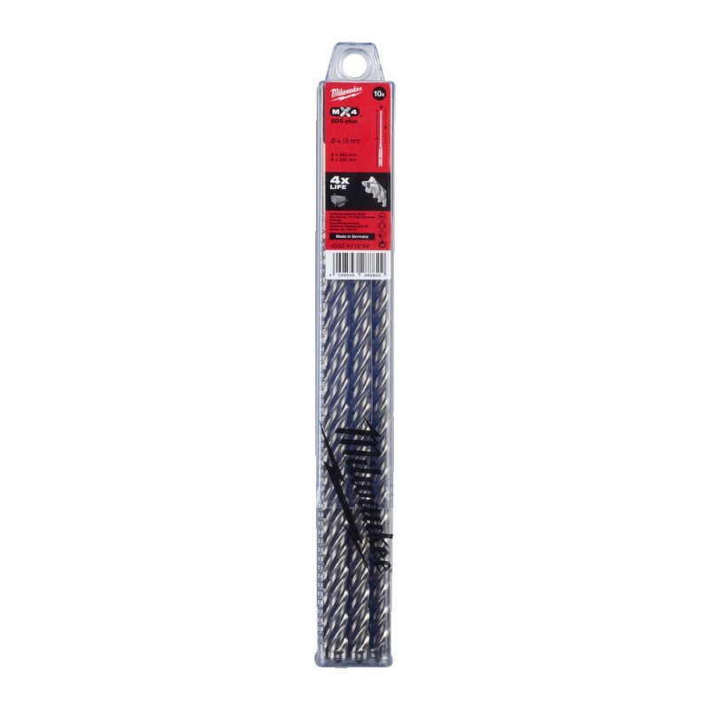 Бур SDS-PLUS MX4 MILWAUKEE, діаметр 10,0х265х200мм, (10шт)