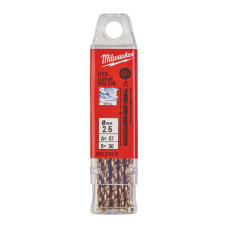 Свердло по металу HSS-Co MILWAUKEE DIN338, діаметр 2,5мм, (10шт), пластикова коробка