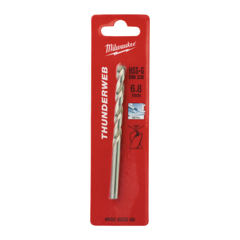 Свердло по металу THUNDERWEB HSS-G MILWAUKEE DIN338, діаметр 6,8x109 мм