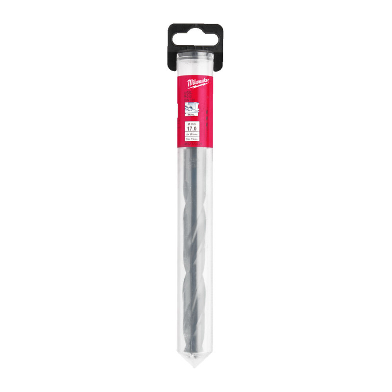 Свердло по металу DIN338 HSS-R MILWAUKEE, діаметр 17,0х184х125мм (з проточним хвостовиком), пластикова коробка
