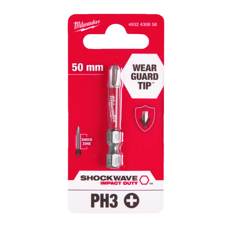 Біта SHOCKWAVE MILWAUKEE, PH3, 50мм