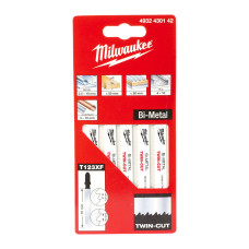 Полотна для лобзіка T123XF Bi-Metal TWIN CUT MILWAUKEE, 91мм/ крок зуба 2,5/ 1,8 мм, (5шт), (універсальні)