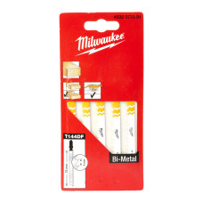 Полотна для лобзика T144DF Bi-Metal MILWAUKEE, 75мм/ крок зубу 4,0мм, (5шт), (деревина, швидкий різ)
