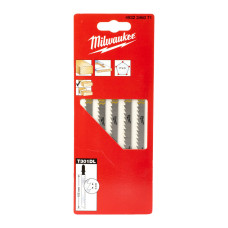 Полотна для лобзика T301DL MILWAUKEE, 105мм/ крок зубу 4,0мм, (5шт), (деревина, чистий різ)