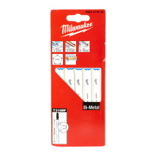 Полотна для лобзика T318BF Bi-Metal MILWAUKEE, 105мм/ крок зуба 1,0мм, (5шт), (універсальні)