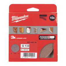 Сітка шліфувальна PG Mesh HL MILWAUKEE, Ø125мм, зерно 120, (10шт)