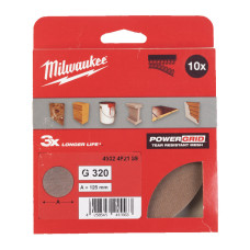 Сітка шліфувальна PG Mesh HL MILWAUKEE, Ø125мм, зерно 320, (10шт)