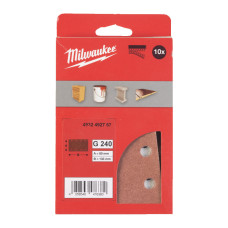 Папір шліфувальний MILWAUKEE, 80x133мм HL зерно 240, (10шт)