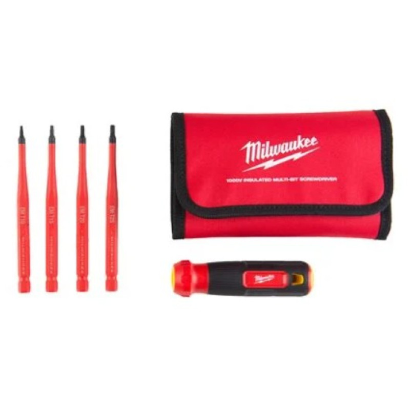 Набір прецезійних викруток VDE MILWAUKEE 4-в-1 (ручка VDE + 4 біт TORX VDE, текстильний чохол)
