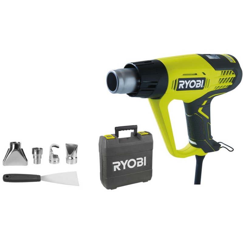 Фен будівельний Ryobi EHG2020LCD 2000Вт 50-650 С 250/500л хв LCD дисплей 0.8кг