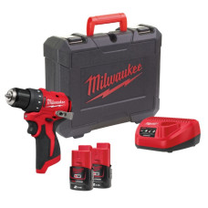 Дриль-шурупокрут акумуляторний MILWAUKEE M12 BLDDRC-202C (40Нм) (ЗП+ 2ак.Х2Аг+ кейс)