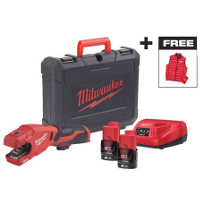 Труборіз акумуляторний по нержавіючій сталі MILWAUKEE M12 PCSSMC-202C + жилет, (+ заряд.пристрій, 2 акум., HD кейс)
