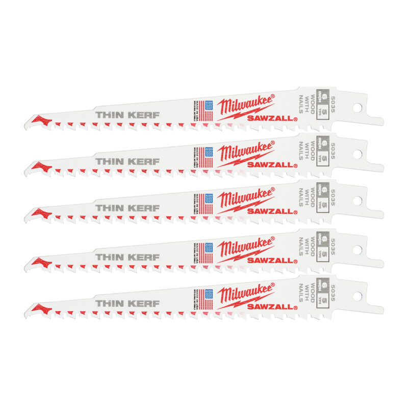 Полотно для шабельних пил THIN KERF FANG TIP MILWAUKEE, 150х5,0мм, (5шт), (деревина з цвяхами)
