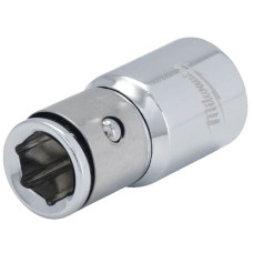 Перехідник хромований з квадрата 1/2" на 1/4" HEX MILWAUKEE