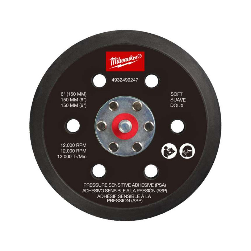 Підошва шліфувальна MILWAUKEE FROSBPHP150, O150мм, 6 отв. для M12 FROS (жорстка з PSA)