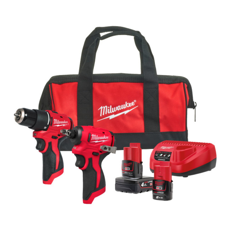 Набір інструментів акумуляторних MILWAUKEE M12 BLPP2B-422B (дриль-шуруповерт M12 BLPDRC, шуруповерт BLIDRC. зарядний пристрій, 1