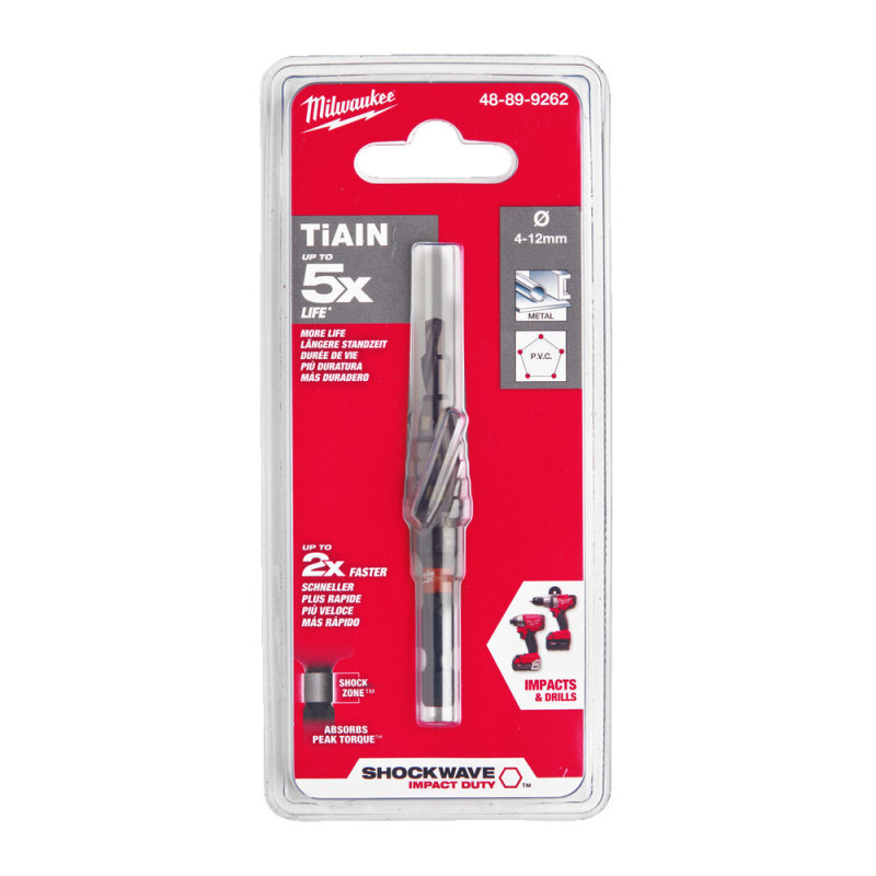 Свердло ступінчасте SHOCKWAVE Impact Duty MILWAUKEE, діаметр 4-12мм з кроком 2мм