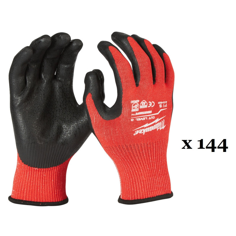 Рукавиці робочі MILWAUKEE, з опором порізам 3/C рівня, розмір 8/M, (144 пари)
